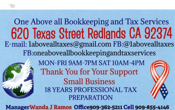 Photos of One Above All Bookkeeping And Tax Services Redlands, CA